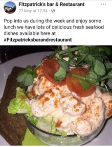 Facebook post from Fitzpatricks Bar and Restaurant 27th May 2018